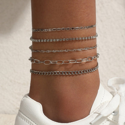 Simple Graceful Metal Chain Retro Creative Snake Chain Anklet Five-piece Set | Prime Care