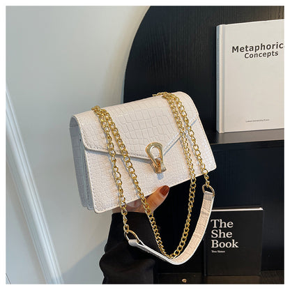 Womens Solid-Color Versatile Crocodile-Print Chain Crossbody Bag - Fashion Handbag | Prime Care
