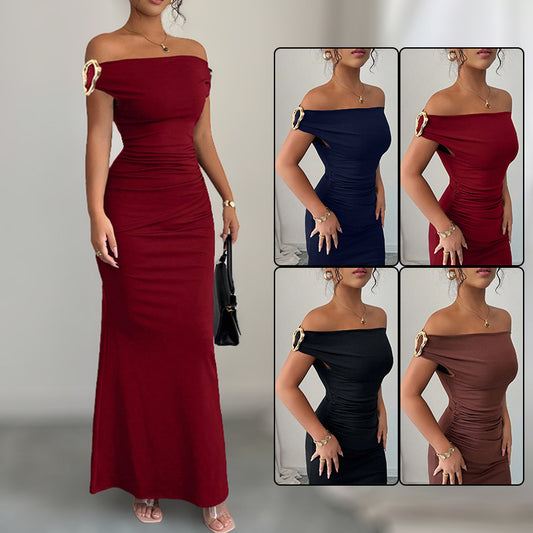 Off The Shoulder Form Fitting Dress - Elegant Women's Fashion Dress | Prime Care