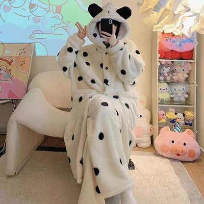 Fleece Night Gown - Jacquard Hooded Women's Nightgown 520g | Prime Care