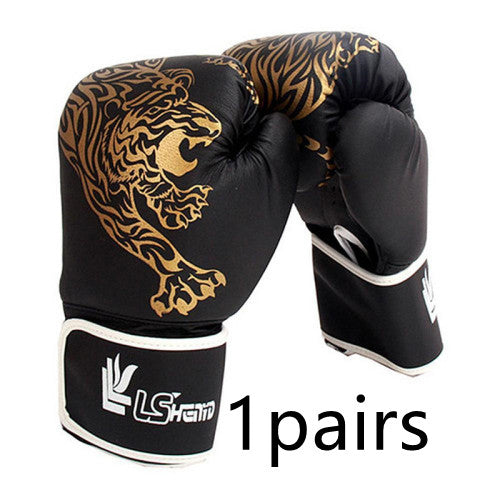 Flame Tiger Boxing Gloves – PU Leather Training Gloves for Men & Women