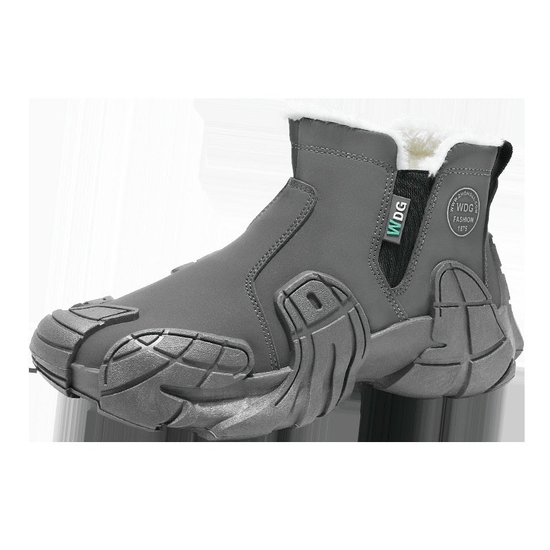 Men's Fleece-Lined Martin Boots – Solid Colour Tooling Side Zip High-Top