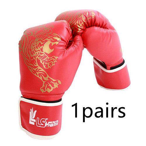 Flame Tiger Boxing Gloves – PU Leather Training Gloves for Men & Women