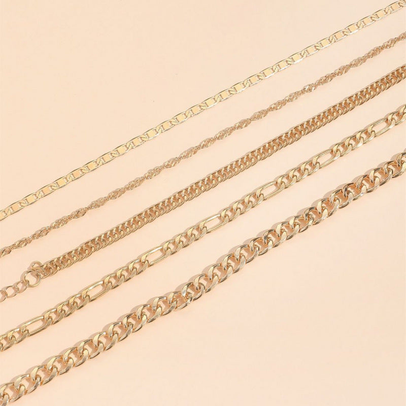 Simple Graceful Metal Chain Retro Creative Snake Chain Anklet Five-piece Set | Prime Care