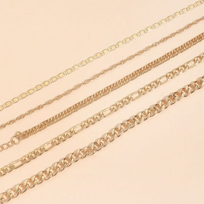 Simple Graceful Metal Chain Retro Creative Snake Chain Anklet Five-piece Set | Prime Care
