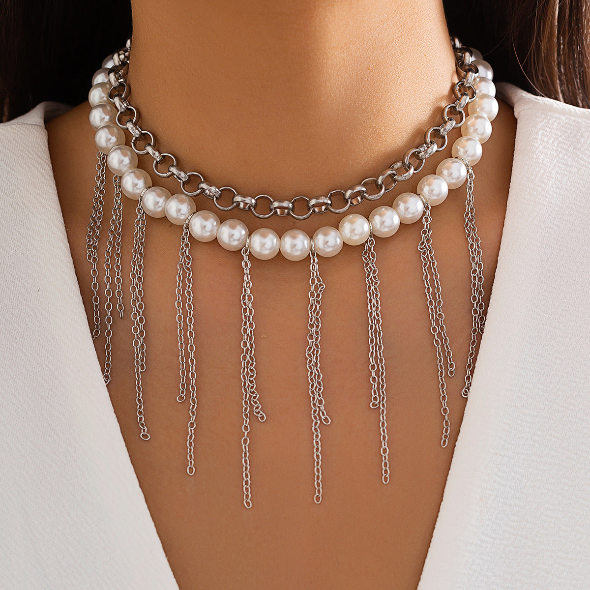 Pearl Tassel Fun Design Double-layer Retro Necklace - Women's Accessories | Prime Care