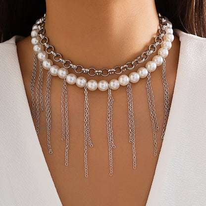 Pearl Tassel Fun Design Double-layer Retro Necklace - Women's Accessories | Prime Care