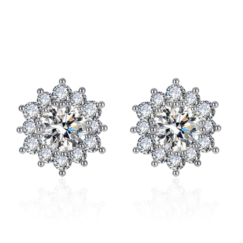 Elegant Full-diamond Snowflake Stud Earrings Pendant Necklace And Ring Jewelry Set | Prime Care