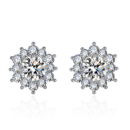 Elegant Full-diamond Snowflake Stud Earrings Pendant Necklace And Ring Jewelry Set | Prime Care