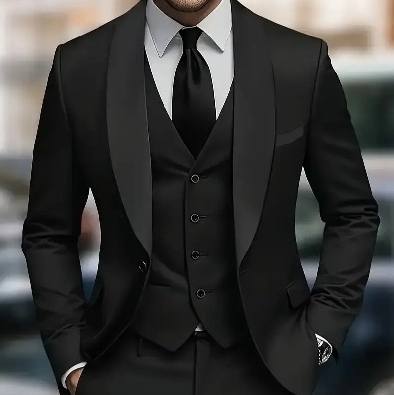 Mens Business-Casual Three-Piece Suit Korean-Style Slim Fit - Professional Formal Wear | Prime Care