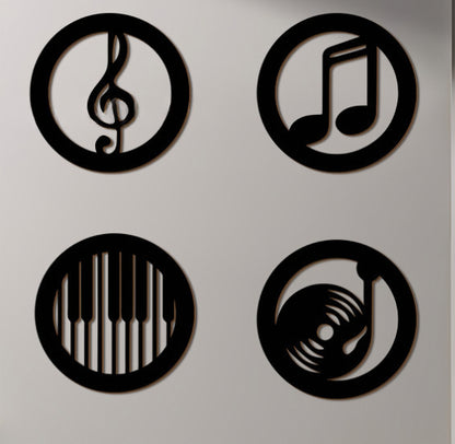 Black Music Notes Wooden Wall Home Decor - Musical Wall Art | Prime Care