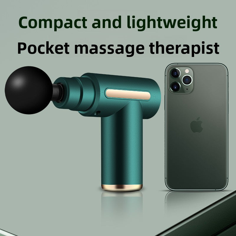 Mini Portable Fascia Gun – Brushless Motor Percussion Massager | 4 Heads, 5+ Speeds, Ultra-Quiet